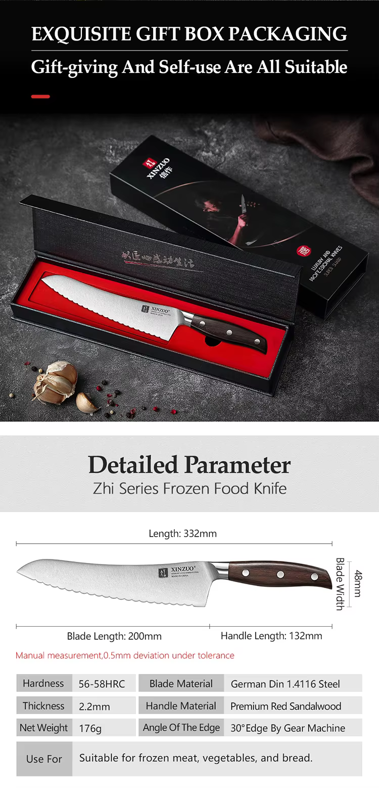 XINZUO B35 Zhi Frozen Food Knife 7.9” 14 H288fcedf05104dc2bb04e6efcec99532A