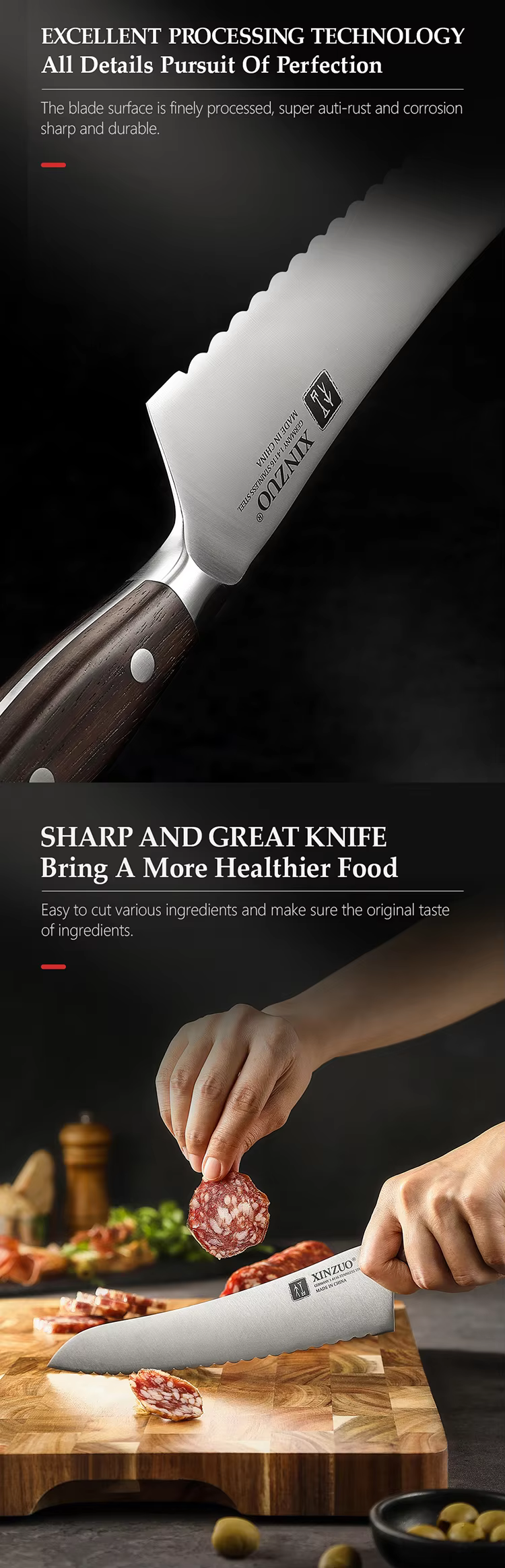 XINZUO B35 Zhi Frozen Food Knife 7.9” 11 Hf935b5eae6e541db93f2864de77a252aG